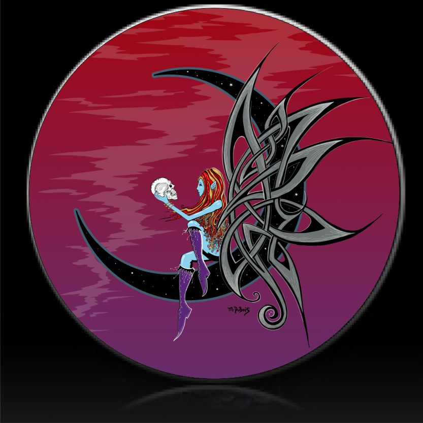 Gothic fairy and skull spare tire cover