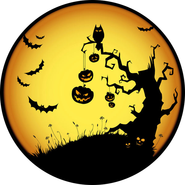 Halloween Pumpkin and Bats Spare Tire Cover-Custom made to your exact tire size
