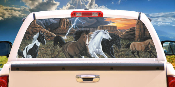 Horses thunder desert run window mural decal