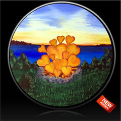 Campfire Flaming Heart Spare Tire Cover-Custom made to your exact tire size