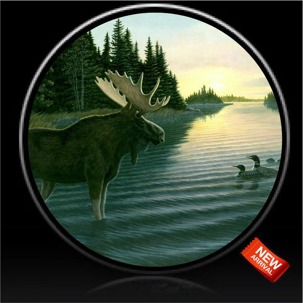 Moose and loons spare tire cover