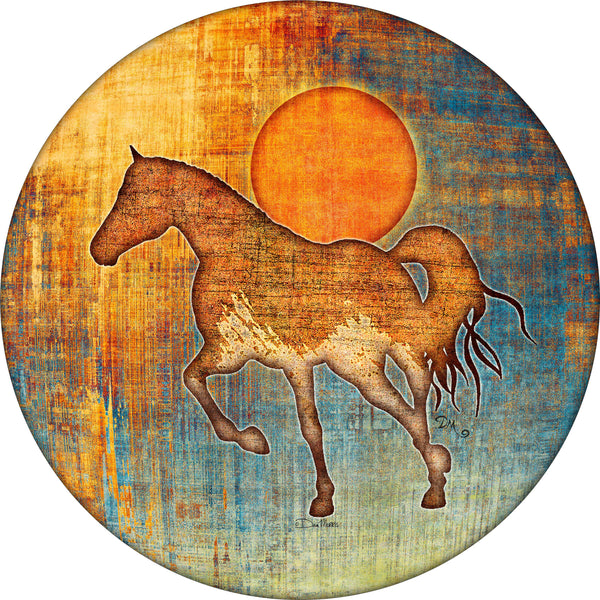 Horse Mustang Sunset Spare Tire Cover Dan Morris©-Custom made to your exact tire size