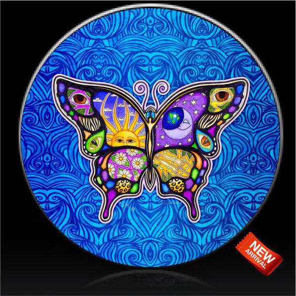 Butterfly Night & Day BLUE Spare Tire Cover Dan Morris©-Custom made to your exact tire size