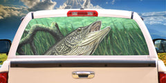 Fish Northern Pike Mural Decal for window 50/50 Perforated Material