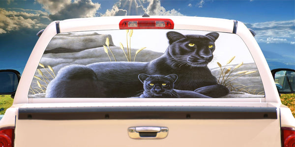 Black panther and cub window mural decal