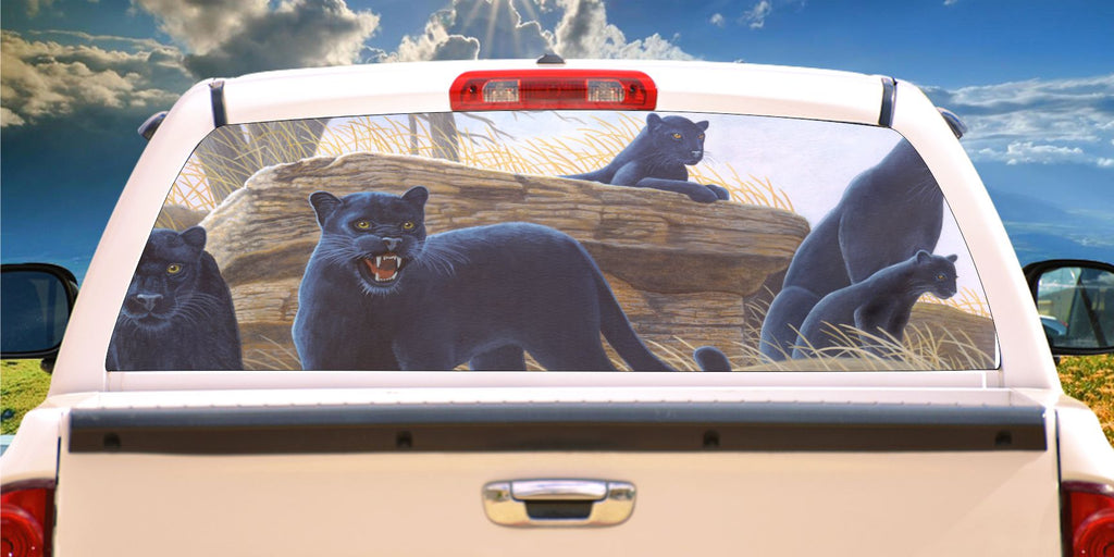 panther guarding the den window mural decal