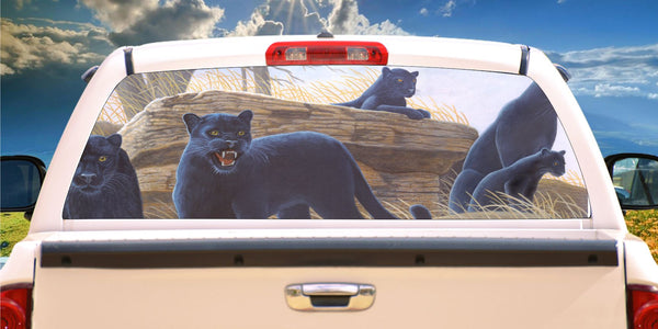 panther guarding the den window mural decal