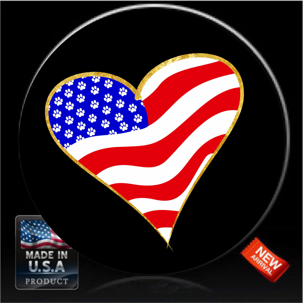 Paws Stars  Stripes Flag Heart Spare Tire Cover-Custom made to your e – Tire  Cover Central
