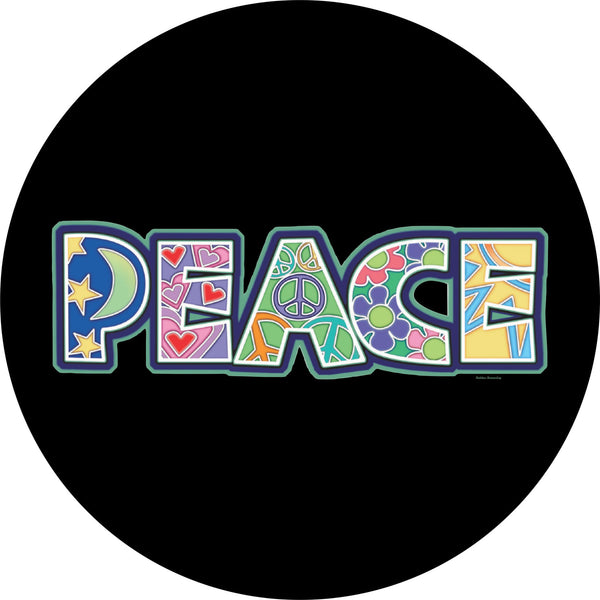 Peace Text Spare Tire Cover Kathleen Kemmerling©-Custom made to your exact tire size