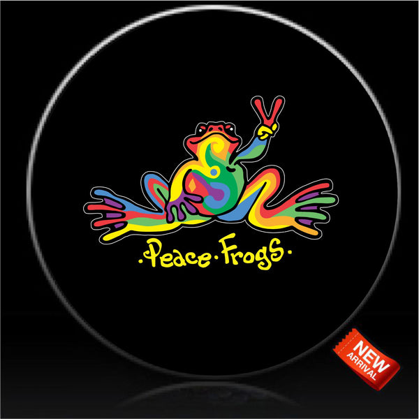 peace frog retro tie dye spare tire cover