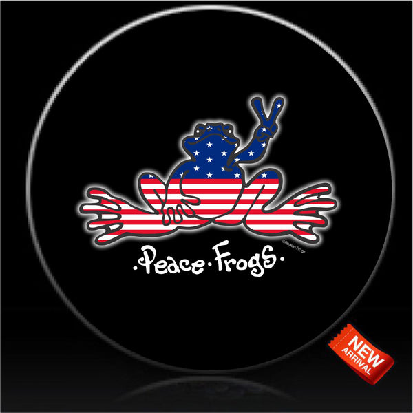 peace frogs flag spare tire cover