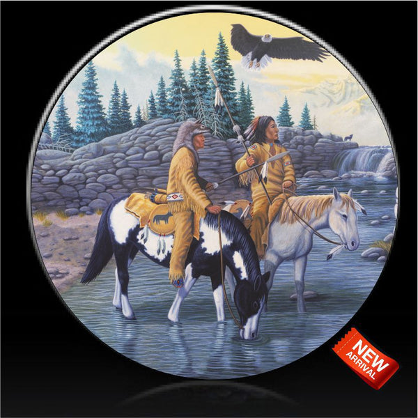 Peaceful spirits Indian, eagle, horse spare tire cover