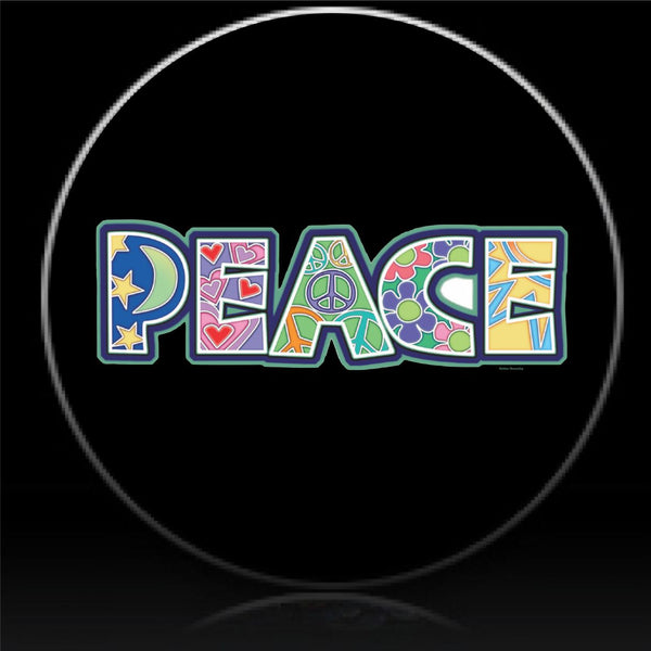 Peace word design spare tire cover