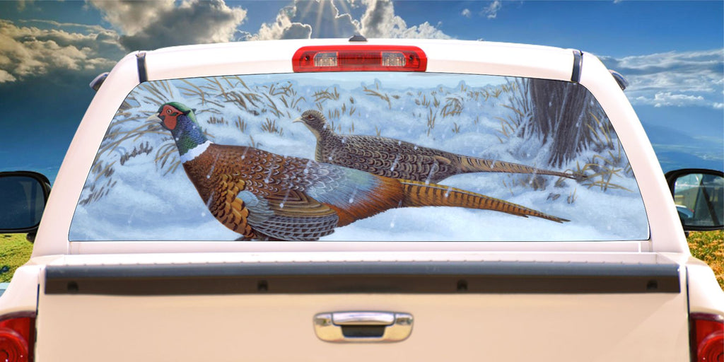 Winter pheasants  window mural decal