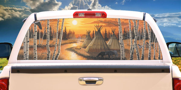 River of time teepee and horse window mural decal