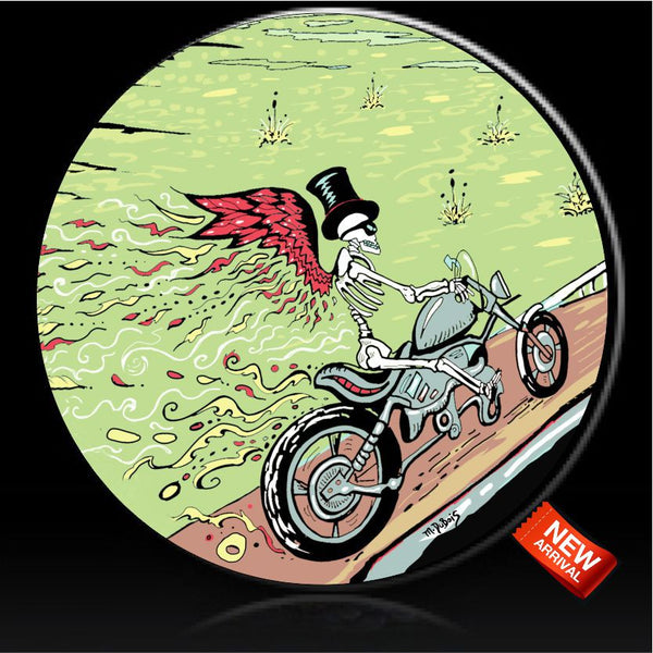 Skeleton Motorcycle Spare Tire Cover Mike Dubois©-Custom made to your tire size