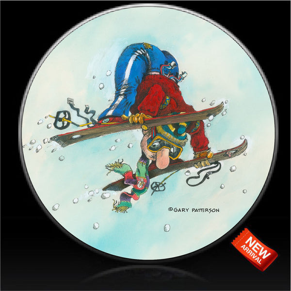 Skier going down hill spare tire cover