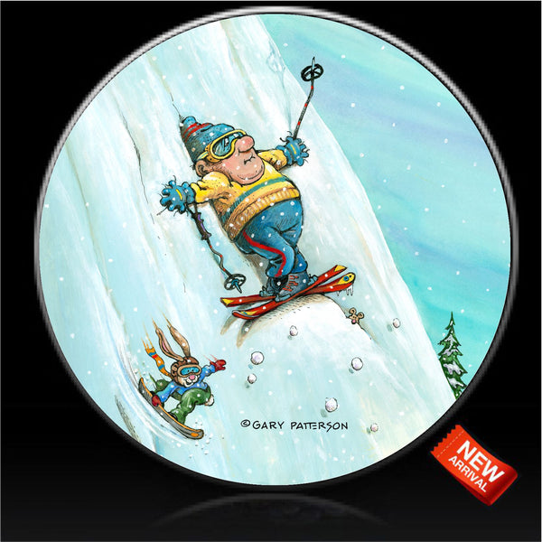 Skiing psyche out spare tire cover
