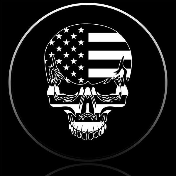 Skull with black & white flag spare tire cover