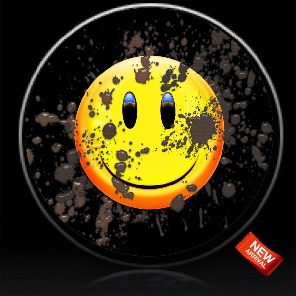 Smiley face with mud spare tire cover