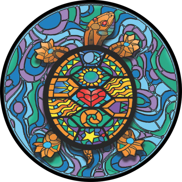 Turtle Stained Glass Spare Tire Cover -Custom made to your exact tire size