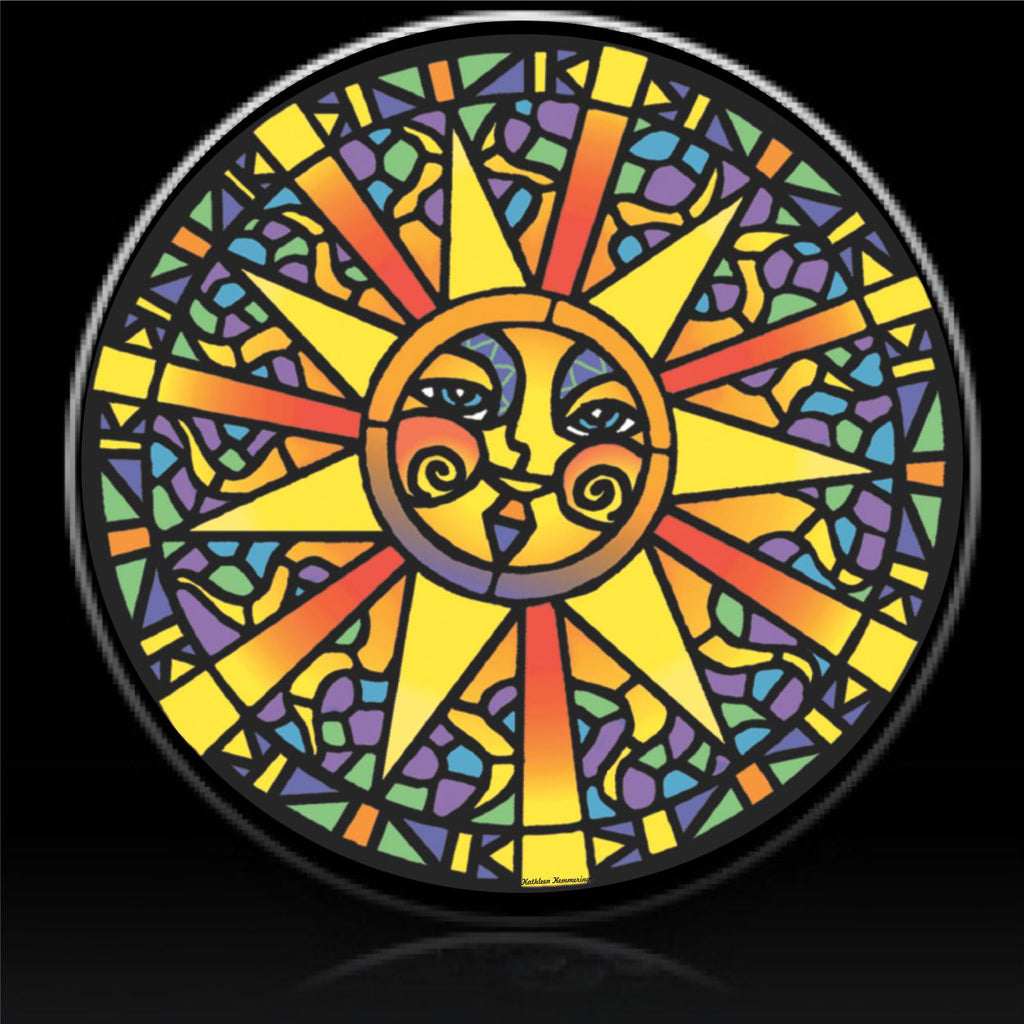Stained glass sun spare tire cover