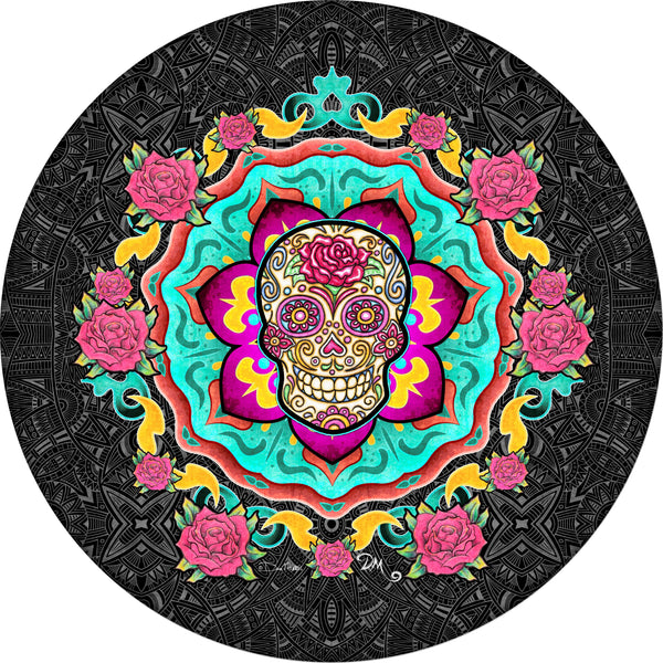 Skull Sugar Rose Spare Tire Cover Dan Morris©- Custom made to your exact tire size