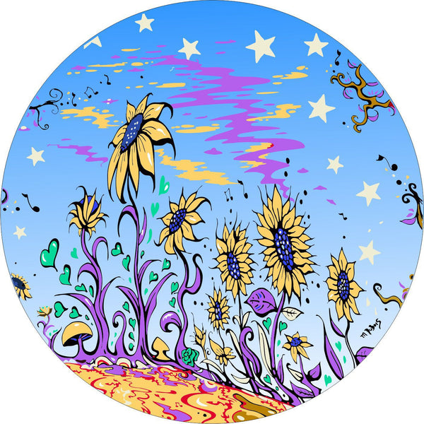 Sunflower Field Blue Spare Tire Cover Mike Dubois©-Custom made to your exact tire size