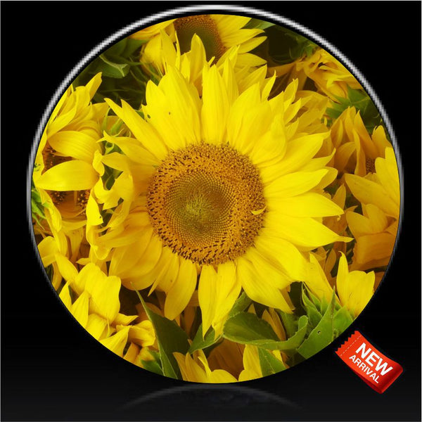 Sunflower Field Photo Spare Tire Cover-Custom made to your exact tire size