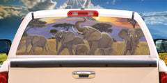 Elephant Sunset Kilmanjaro Mural Decal for window 50/50 Perforated Material