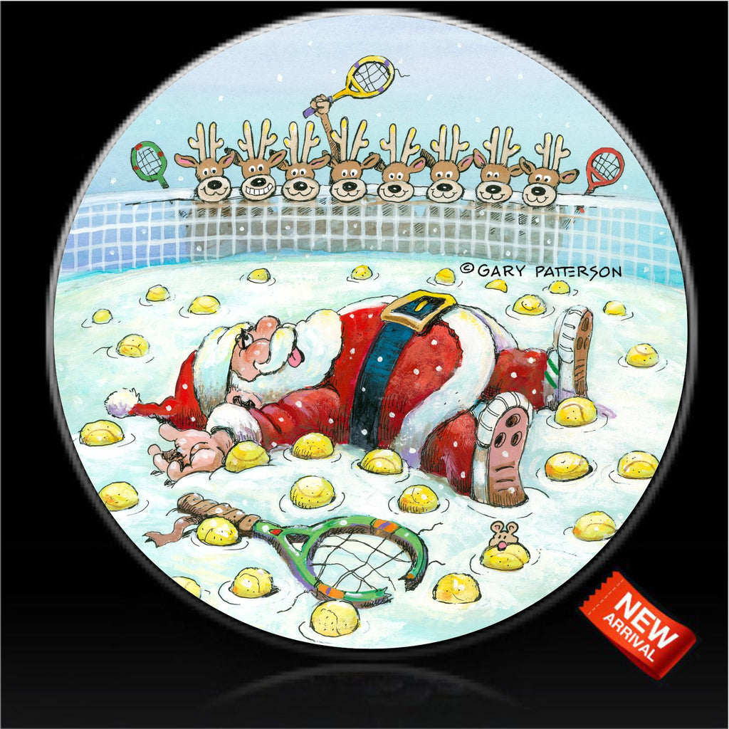 Tennis Santa and reindeer game spare tire cover