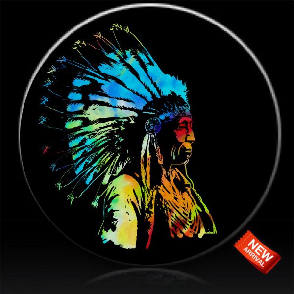 Tie dye Indian chief spare tire cover