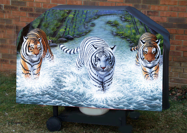 Bengal tiger and white tiger in steam bbq grill cover