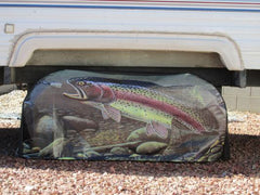 Fish Trout Heavy Duty Flat Bottom Tire Cover for Tandem Axle(this is for a pair)-Custom made to your exact tire size